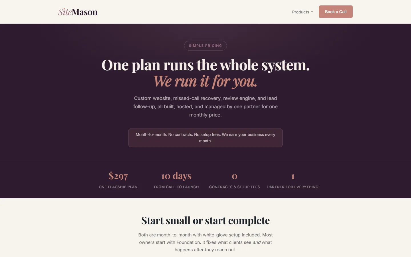 SiteMason pricing page